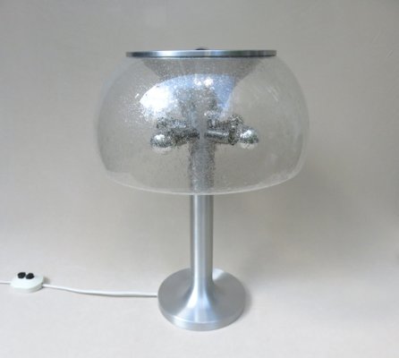 Brushed Aluminum & Bubbles Glass Table Lamp from Temde, 1960s-EY-1151042