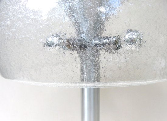 Brushed Aluminum & Bubbles Glass Table Lamp from Temde, 1960s-EY-1151042