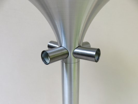 Brushed Aluminum & Bubbles Glass Table Lamp from Temde, 1960s-EY-1151042