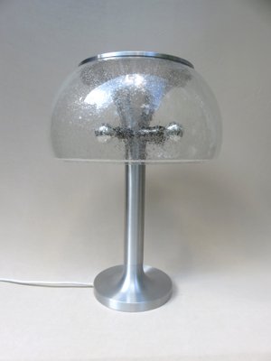 Brushed Aluminum & Bubbles Glass Table Lamp from Temde, 1960s-EY-1151042