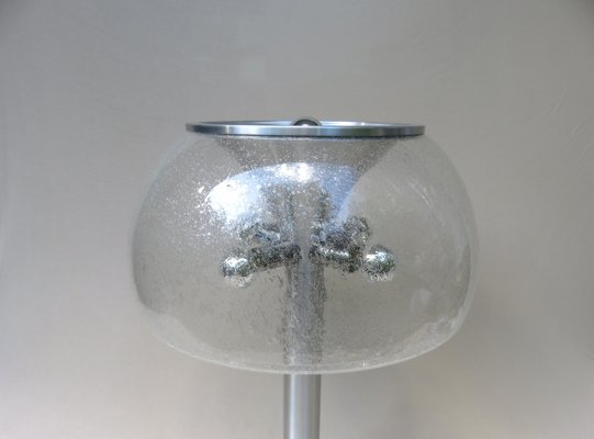 Brushed Aluminum & Bubbles Glass Table Lamp from Temde, 1960s-EY-1151042