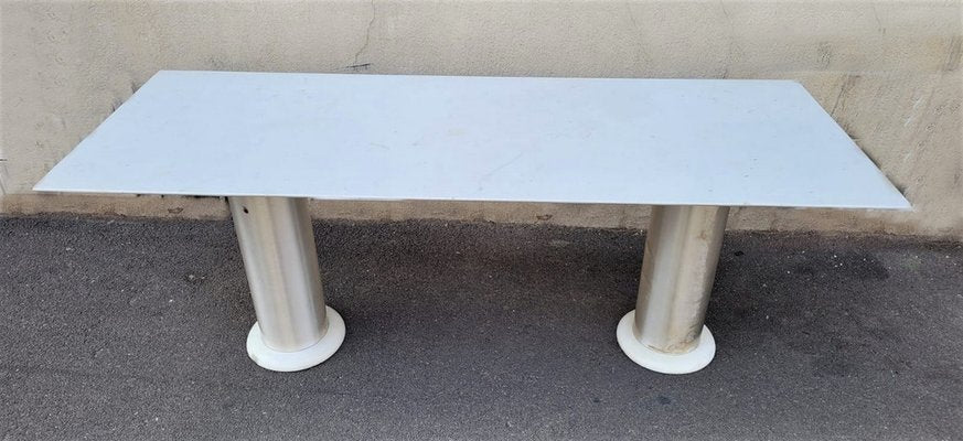 Brushed Marble and Aluminum Console by Lino Sabattini, 20th Century-SYQ-1363403