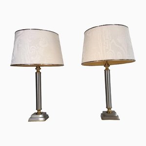 Brushed Metal Lamps by Guy Lefèvre, 1970s, Set of 2-BA-1365777