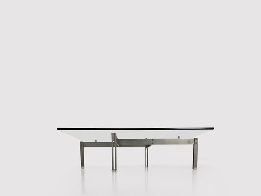 Brushed Steel & Glass Onda Coffee Table by Giovanni Offredi for Saporiti, 1970s-PDW-1396864