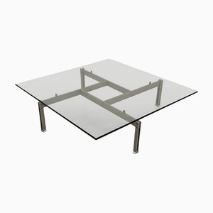 Brushed Steel & Glass Onda Coffee Table by Giovanni Offredi for Saporiti, 1970s-PDW-1396864