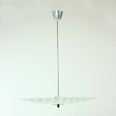 Brussels Era Glass Plate Light in Yellow and Gray Stripes from Napako, 1960s-UL-696184