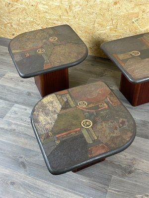 Brutal Coffee Tables with Mosaic by Paul Kingma for Kneip, 1980s, Set of 3-EJL-1723950