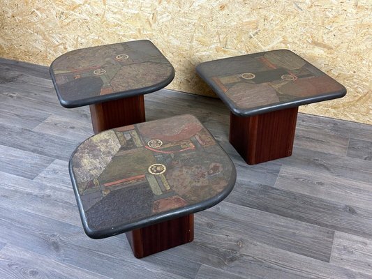 Brutal Coffee Tables with Mosaic by Paul Kingma for Kneip, 1980s, Set of 3-EJL-1723950