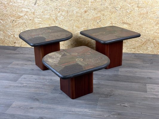 Brutal Coffee Tables with Mosaic by Paul Kingma for Kneip, 1980s, Set of 3-EJL-1723950