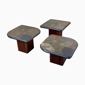 Brutal Coffee Tables with Mosaic by Paul Kingma for Kneip, 1980s, Set of 3-EJL-1723950