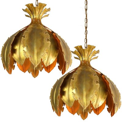 Brutalist Acid Treated Brass Pendant Lamps by Svend Aage for Holm Sorensen, Set of 2-VDW-997139