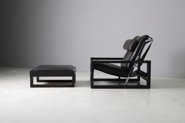 Brutalist Armchair with Ottoman by Sonja Wasseur, 1977, Set of 2-DXL-1794011