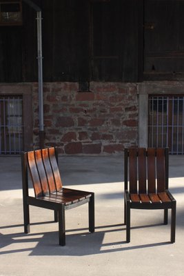 Brutalist Armchairs in Burned Wood, 1950s, Set of 2-WEQ-1339072