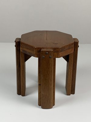 Brutalist Art Deco Dutch Small Low Stool Plant Stand, 1950s-BHG-2036216