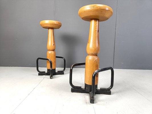 Brutalist Bar Stools, 1960s, Set of 7-IRH-2027029