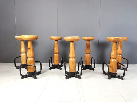 Brutalist Bar Stools, 1960s, Set of 7-IRH-2027029