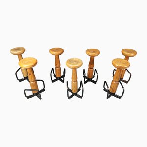 Brutalist Bar Stools, 1960s, Set of 7-IRH-2027029