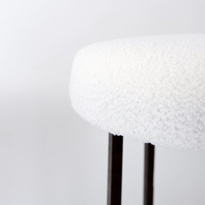 Brutalist Bar Stools in Faux Sheepskin and Iron, 1960s, Set of 2-NYF-2019019