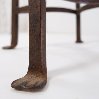 Brutalist Bar Stools in Faux Sheepskin and Iron, 1960s, Set of 2-NYF-2019019