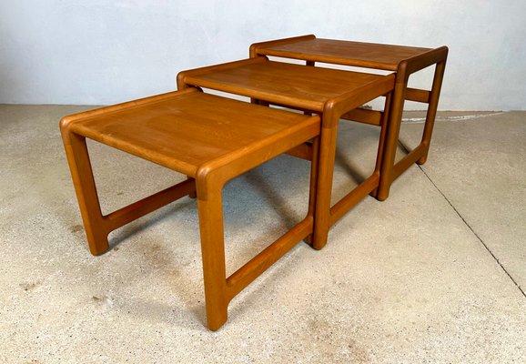 Brutalist Beech Nesting Side Tables, Germany, 1970s, Set of 3-JP-1783513