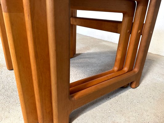 Brutalist Beech Nesting Side Tables, Germany, 1970s, Set of 3-JP-1783513