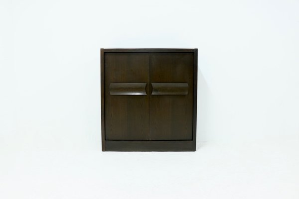 Brutalist Belgian Bar Cabinet in Dark Brown Stained Oak, 1970s-VV-1178248