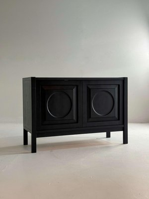 Brutalist Black Cabinet with Round Pattern Doors-GNW-2032989