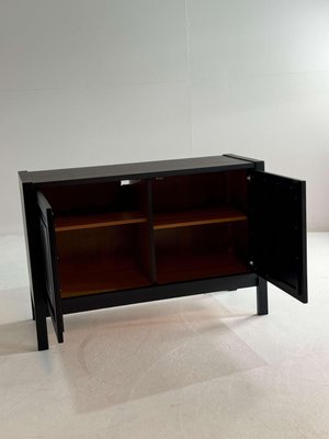 Brutalist Black Cabinet with Round Pattern Doors-GNW-2032989