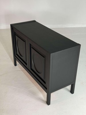 Brutalist Black Cabinet with Round Pattern Doors-GNW-2032989