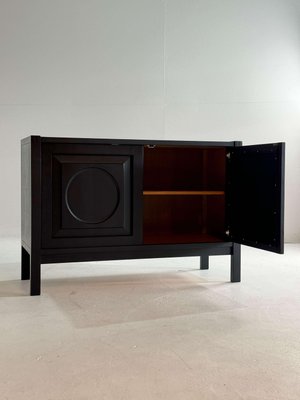 Brutalist Black Cabinet with Round Pattern Doors-GNW-2032989