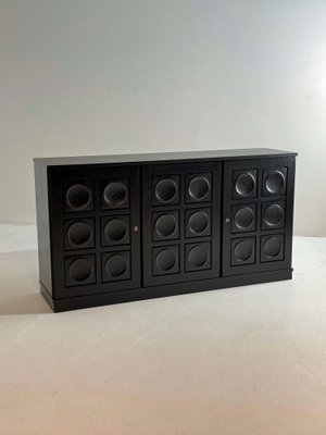 Brutalist Black Three-Door Sideboard-GNW-2036580