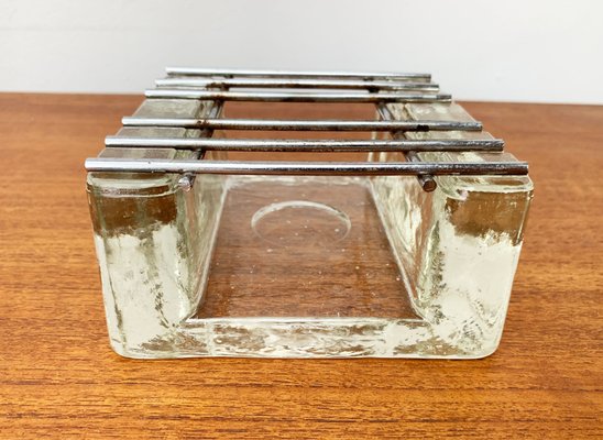 Brutalist Block Glass and Metal Tea Warmer, 1960s-UAH-1425400