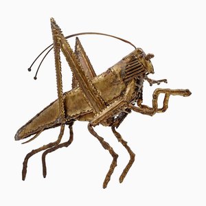 Brutalist Brass Grasshopper by Daniel Dhaeseleer, Belgium, 1970s-NYF-2019149