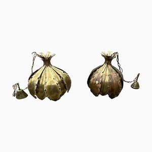 Brutalist Brass Onion Pendants by Holm Sørensen, Denmark, 1960s, Set of 2-MXB-1736609