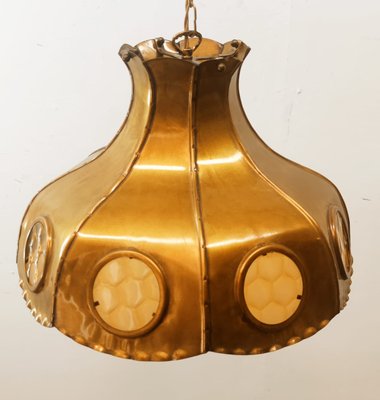 Brutalist Brass Pendant with Amber Oglo-QLH-1358067