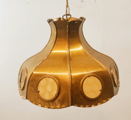 Brutalist Brass Pendant with Amber Oglo-QLH-1358067