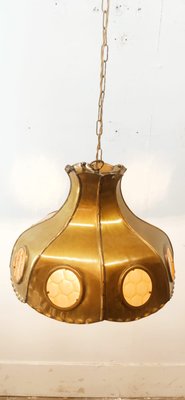 Brutalist Brass Pendant with Amber Oglo-QLH-1358067