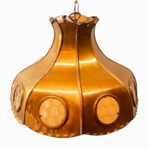 Brutalist Brass Pendant with Amber Oglo-QLH-1358067