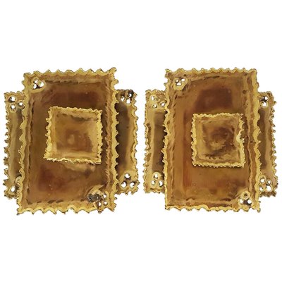 Brutalist Brass Wall Sconces by Holm Sørensen for Svend Aage Holm Sorensen, Set of 2-VDW-846478