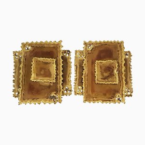 Brutalist Brass Wall Sconces by Holm Sørensen for Svend Aage Holm Sorensen, Set of 2-VDW-846478