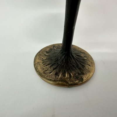 Brutalist Bronze Candle Stick with Blue Crystal, 1970s-BGP-1720224