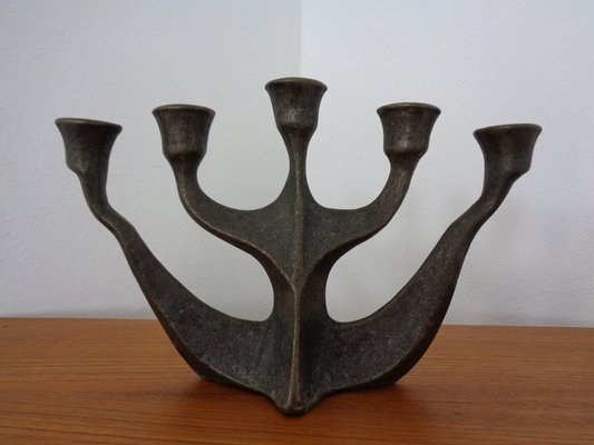 Brutalist Bronze Candleholder by Michael Harjes, 1960s-RDW-1363542