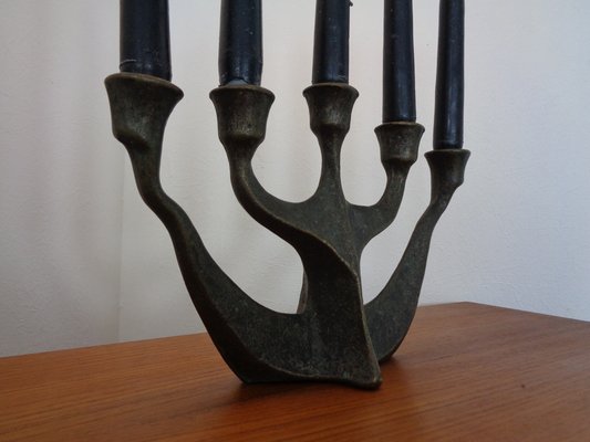 Brutalist Bronze Candleholder by Michael Harjes, 1960s-RDW-1363542