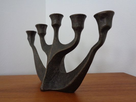 Brutalist Bronze Candleholder by Michael Harjes, 1960s-RDW-1363542