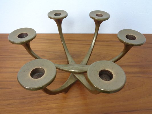 Brutalist Bronze Candleholder by Michael Harjes, 1960s-RDW-1729954