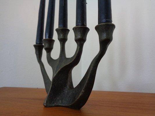 Brutalist Bronze Candleholder by Michael Harjes, 1960s-RDW-1363542