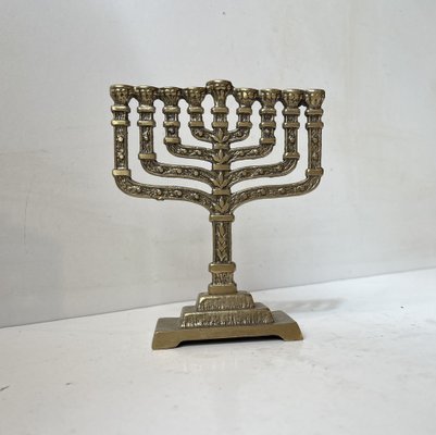 Brutalist Bronze Hanukkah Menorah Candleholder by Hen Holon, Israel, 1970s-LCR-1749051