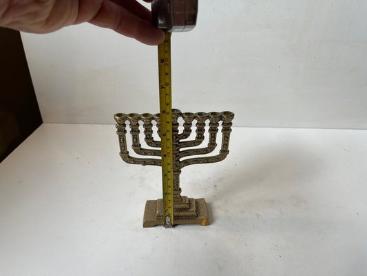 Brutalist Bronze Hanukkah Menorah Candleholder by Hen Holon, Israel, 1970s-LCR-1749051