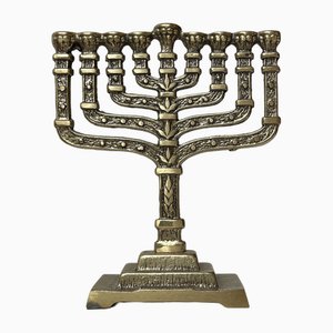 Brutalist Bronze Hanukkah Menorah Candleholder by Hen Holon, Israel, 1970s-LCR-1749051