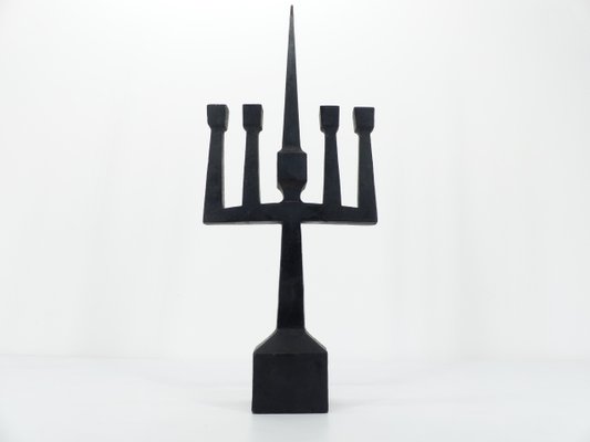 Brutalist Candelabra in Black Forged Steel, 1950s-DQG-2019903